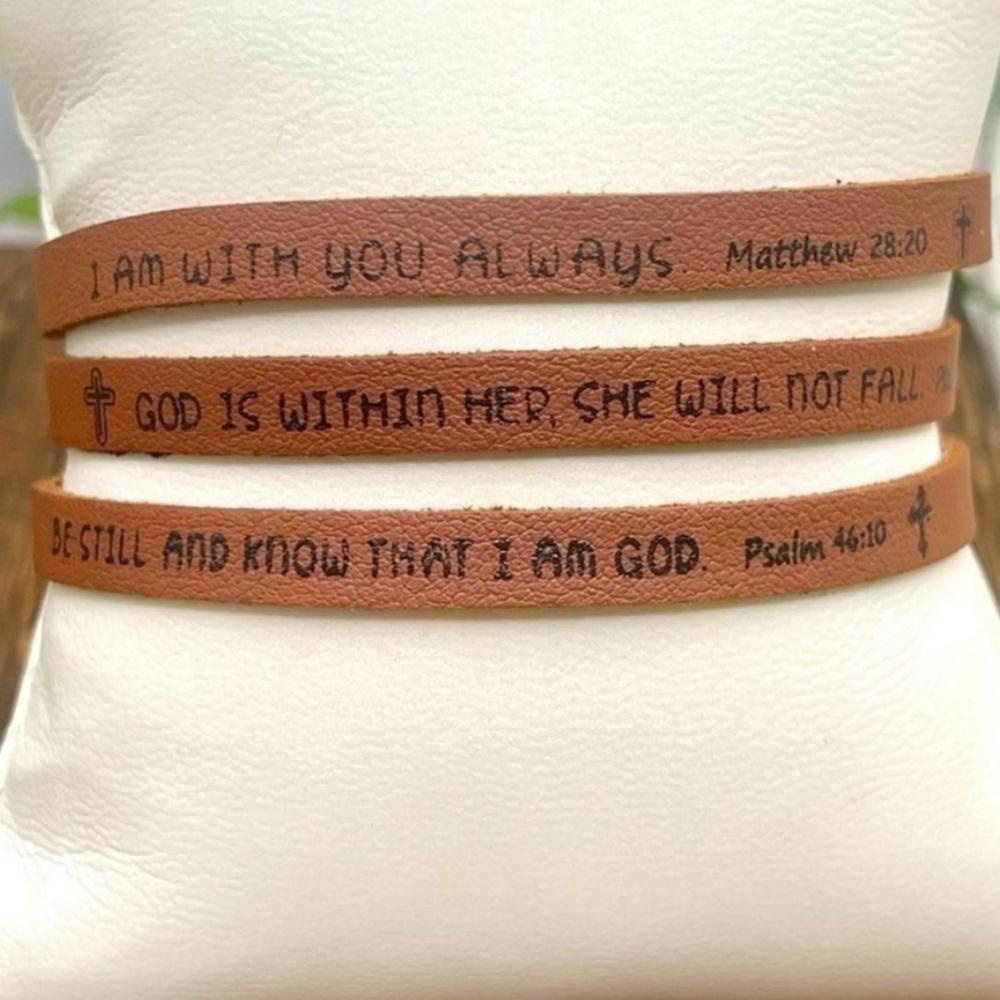 🆕Faux Leather Bible Verse Bracelets